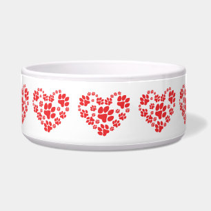 Paw Print Heart Dog Bowl