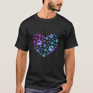 Paw print heart dogs cat lovers Valentine s Day T-Shirt