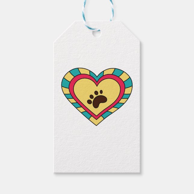Paw Print Heart Gift Tags (Front)