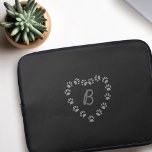 Paw Print Heart Monogram Black Laptop Sleeve<br><div class="desc">We all love our black cats and this is the perfect way to protect your laptop from your cat. The design features a grey toebean inspired paw print heart shape with space for your initial (or your cat's)</div>