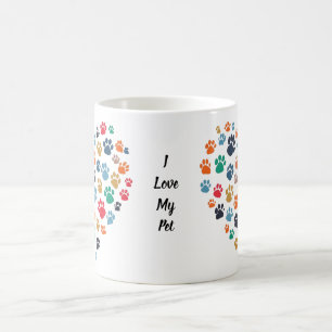 Paw Print Heart Pet Lover Design Coffee Mug