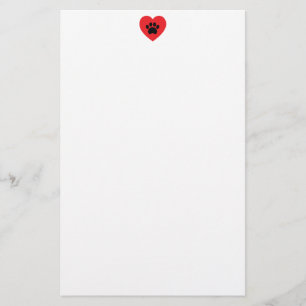 Paw Print Heart Stationery