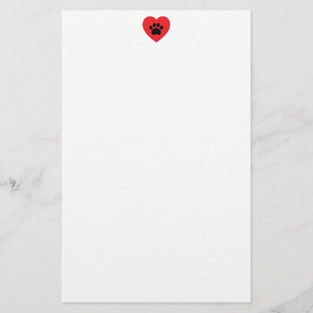 Paw Print Heart Stationery (Front)