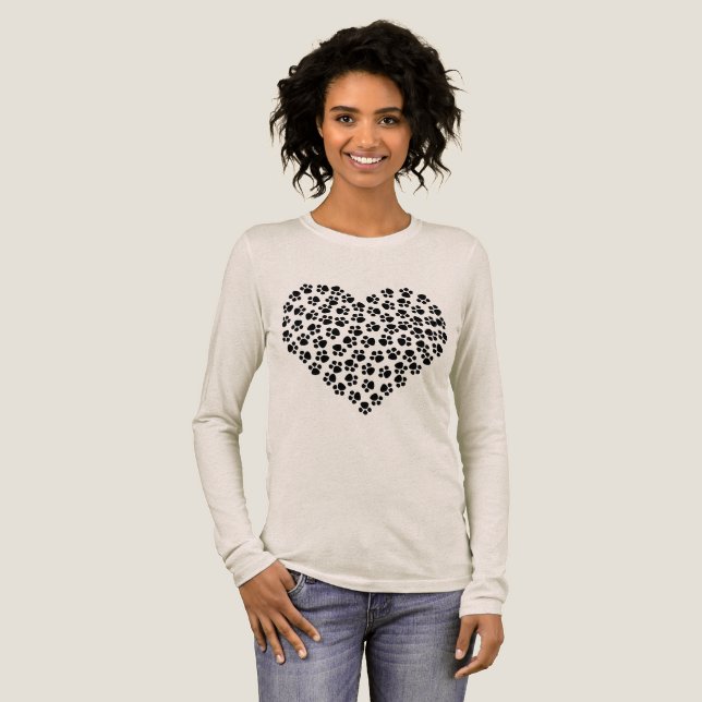 paw print heart tee shirt (Full Front)