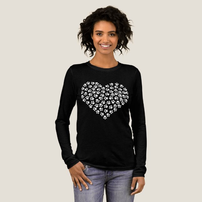 paw print heart tee shirt (Full Front)