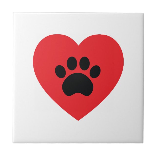 Paw Print Heart Tile (Front)