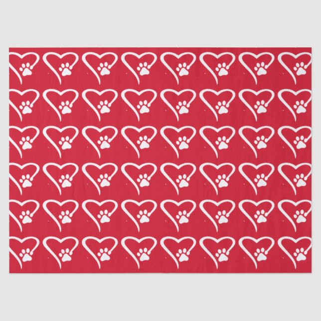 Paw Print Heart Tissue Paper (Front)