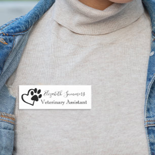 Paw Print Heart Vet Veterinary Business Name Tag