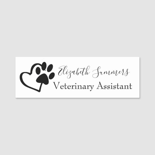 paw print heart vet veterinary business name tag zazzle