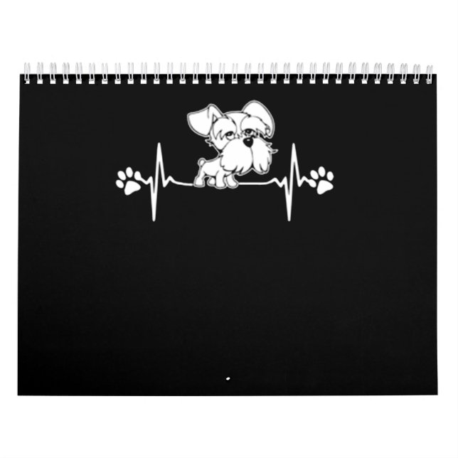 Paw Print heartbeat schnauzer gift Calendar (Cover)