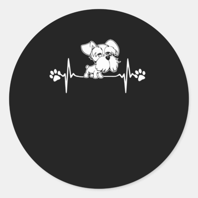 Paw Print heartbeat schnauzer gift Classic Round Sticker (Front)