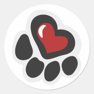 Paw print hearth - Choose background colour Classic Round Sticker