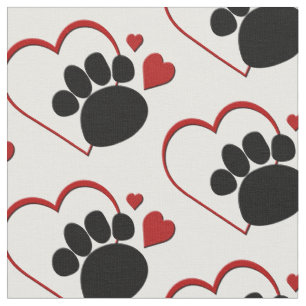 Paw Print Hearts Fabric