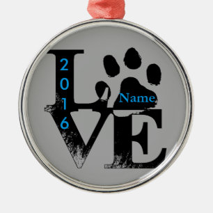 Paw Print in LOVE Metal Tree Decoration