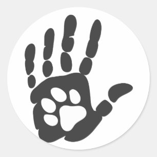 Paw print in the hand - Choose background colour Classic Round Sticker