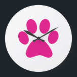 Paw Print Large Clock<br><div class="desc">Paw,  print,  dog,  cat,  pet,  puppy,  kitten,  sympathy,  keepsake,  rememberment</div>