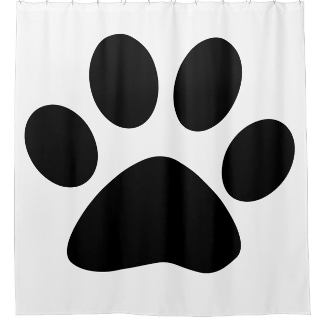 Paw Print Large Pattern Black White Cool Stylish Shower Curtain (Front)