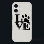 Paw Print Love iPhone 16 Case<br><div class="desc">Show your love for your canine friends with this Paw Print Love lettered cell phone case. This should be transferable to multiple other phone types.</div>