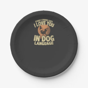 Paw Print Love Dog Quote Art for Pet Owners Paper Plate