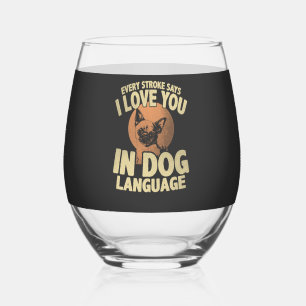 Paw Print Love Dog Quote Art for Pet Owners Stemless Wine Glass