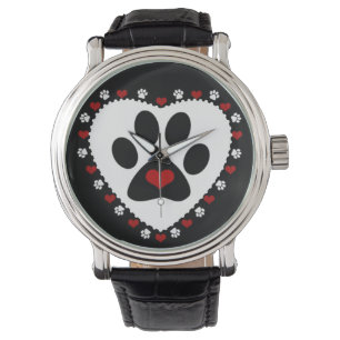 Paw Print Love Hearts Wrist Watch