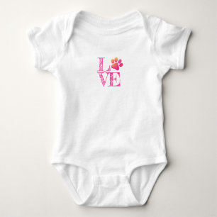 Paw Print LOVE Pink Orange Family Pet Fun Baby Bodysuit