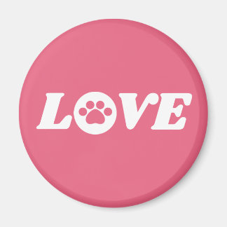 Paw Print Love with Customisable Background Colour Magnet