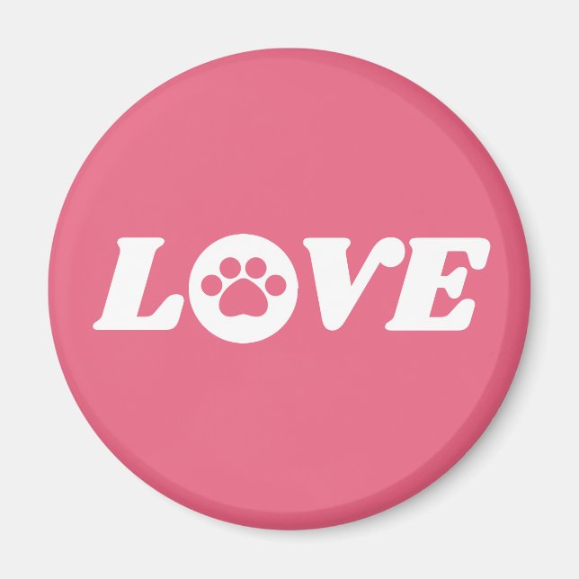Paw Print Love with Customisable Background Colour Magnet (Front)