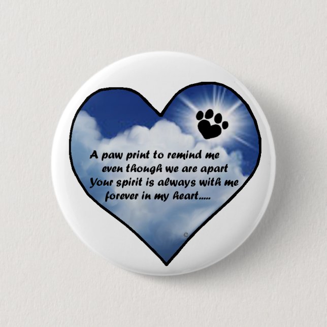 Paw Print Memorial Poem 6 Cm Round Badge (Front)