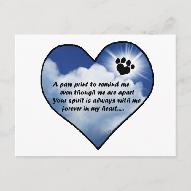 Paw Print Memorial Poem Postcard (Front)