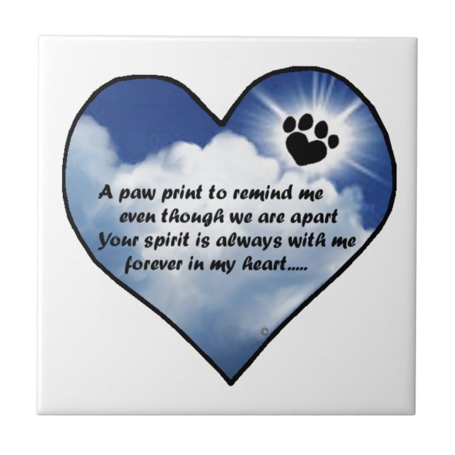 Paw Print Memorial Poem Tile (Front)