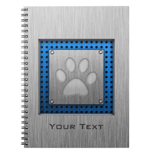 Paw Print; Metal-look Spiral Notebook (Front)