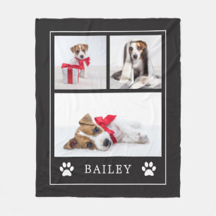 Paw Print   Multi Photo Pet Dog or Puppy Fleece Blanket