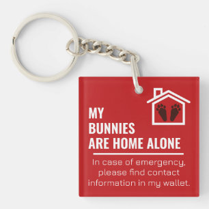 Paw Print My Bunnies Are Home Alone with Photo Key Ring