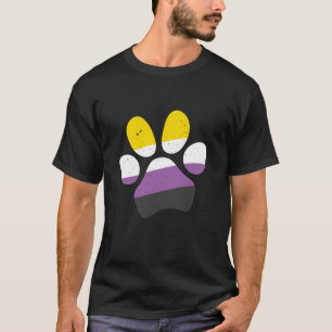 Paw Print Non Binary Flag Enby Gender Pride LGBT Q T-Shirt