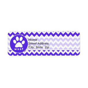 Paw Print on Blue Violet Chevron