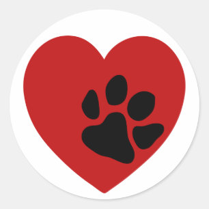 Paw Print On My Heart Classic Round Sticker
