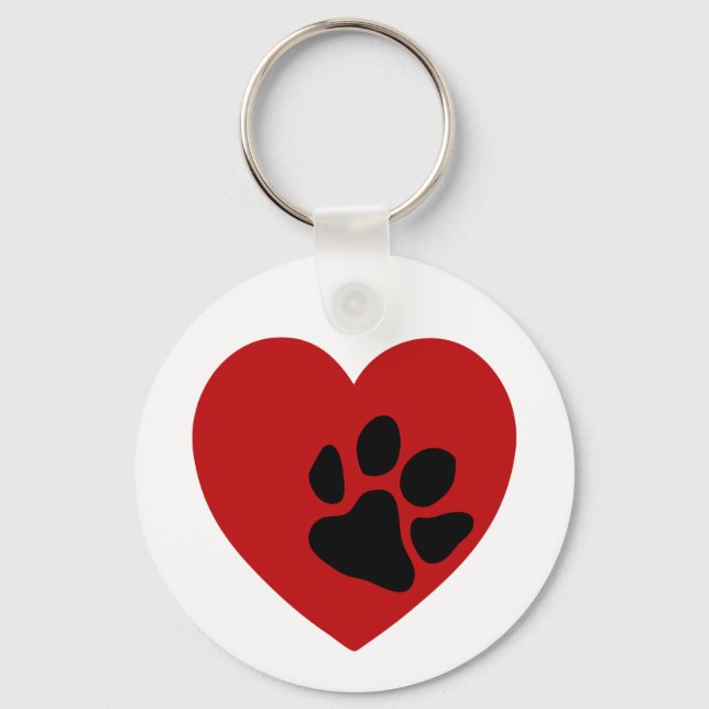 Paw Print On My Heart Keychain (Front)