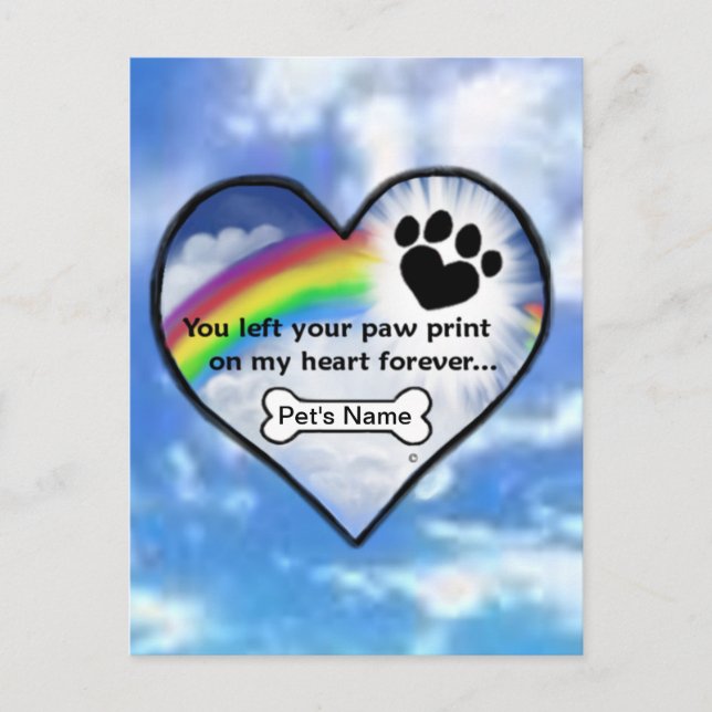 Paw Print On My Heart Postcard (Front)