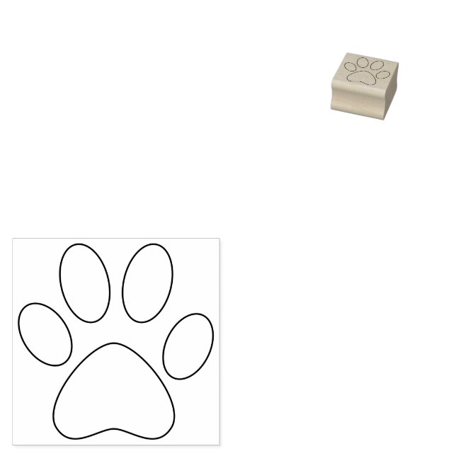 Paw Print Outline Right Pet Cat Dog Simple Small Rubber Stamp (Stamped)