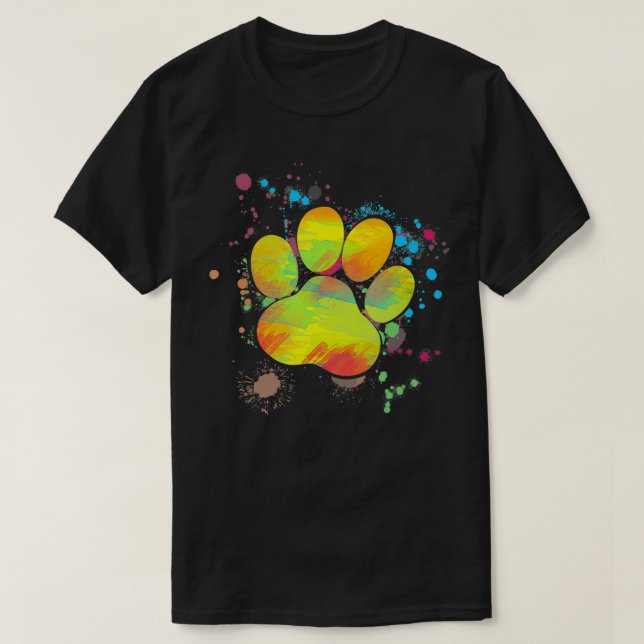 Paw Print Paint Art Graphic Animal Dog Paw  T-Shirt (Design Front)