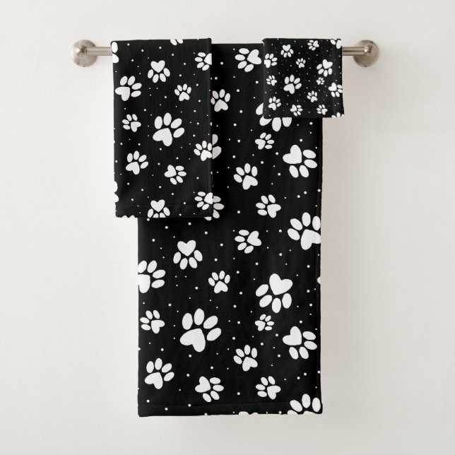 Paw Print Pattern Bath Towel Set (Insitu)