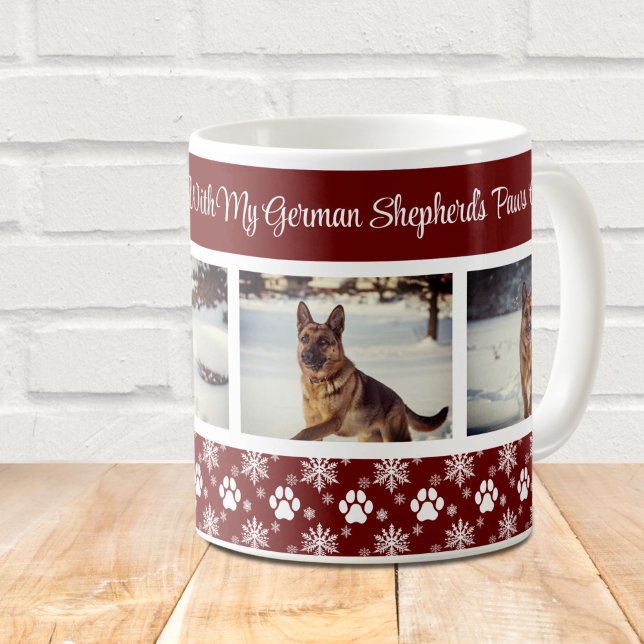 Paw Print Pattern Burgundy 4 Dog Photo  Coffee Mug (Creator Uploaded)