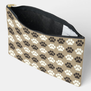 Paw Print Pattern  Earthy Sand Accessory Pouch