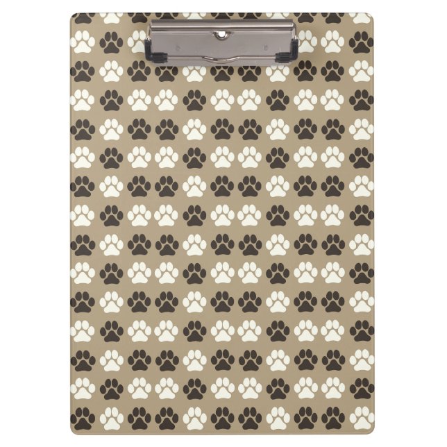 Paw Print Pattern Earthy Sand Clipboard (Front)