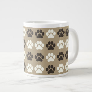 Paw Print Pattern Earthy Sand Large Coffee Mug