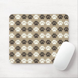 Paw Print Pattern Earthy Sand Mouse Pad