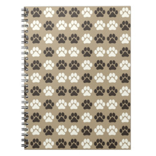 Paw Print Pattern Earthy Sand Notebook