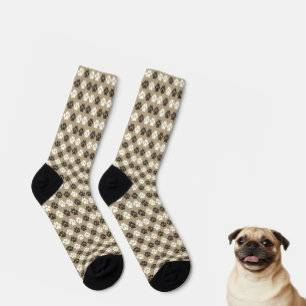 Paw Print Pattern Earthy Sand Socks
