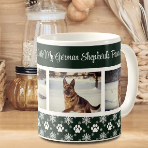 Paw Print Pattern Forest Green 4 Dog Photo Coffee Mug